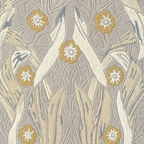 Tapis Salon 200x280 Fait à La Main En Laine Gris Clair Rectangle Motif Floral