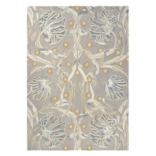 Tapis Salon 200x280 Fait à La Main En Laine Gris Clair Rectangle Motif Floral