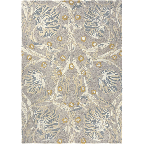 Tapis Salon 200x280 Fait à La Main En Laine Gris Clair Rectangle Motif Floral