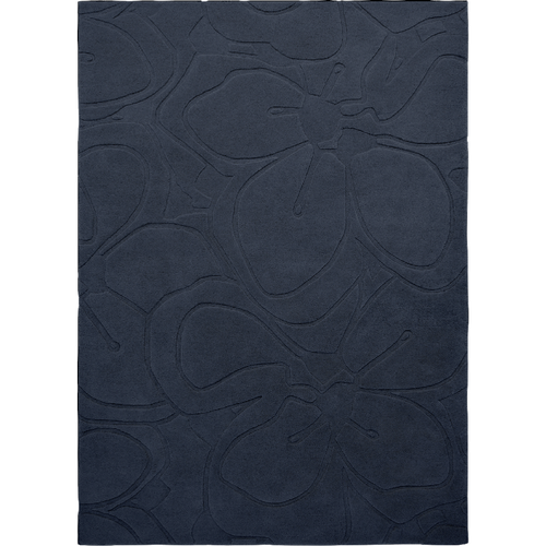 Tapis Entrée 140x200 Fait à La Main En Laine Bleu Foncé Motif Faux Uni