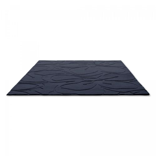 Tapis Chambre 200x280 Fait à La Main En Laine Bleu Foncé Motif Faux Uni