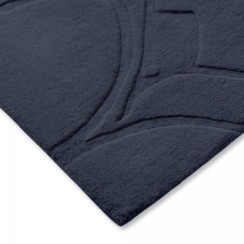 Tapis Chambre 200x280 Fait à La Main En Laine Bleu Foncé Motif Faux Uni