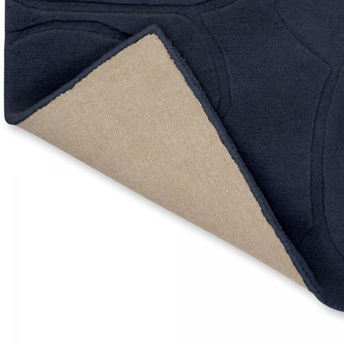 Tapis Chambre 200x280 Fait à La Main En Laine Bleu Foncé Motif Faux Uni