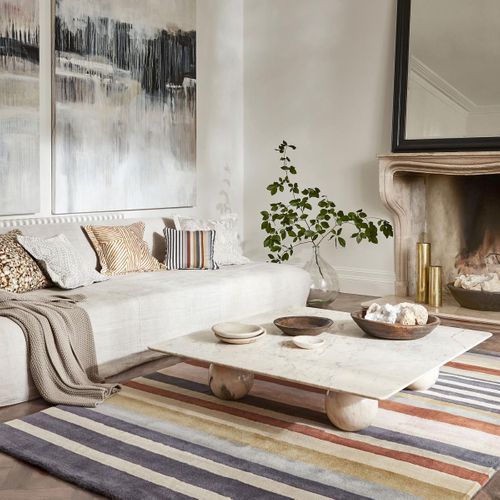 Tapis Chambre 170x240 Fait à La Main En Laine Mutlicolore Motif Géométrique