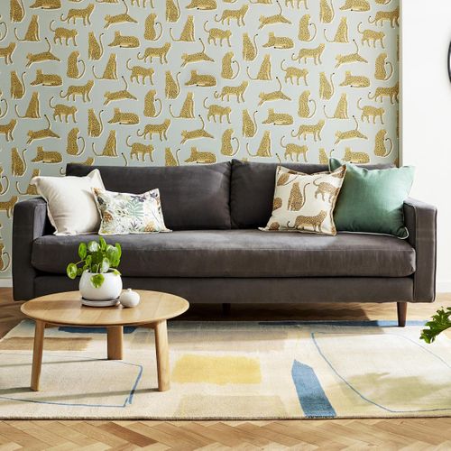 Tapis Chambre 160x230 Fait à La Main En Laine Beige Et Jaune Motif Abstrait