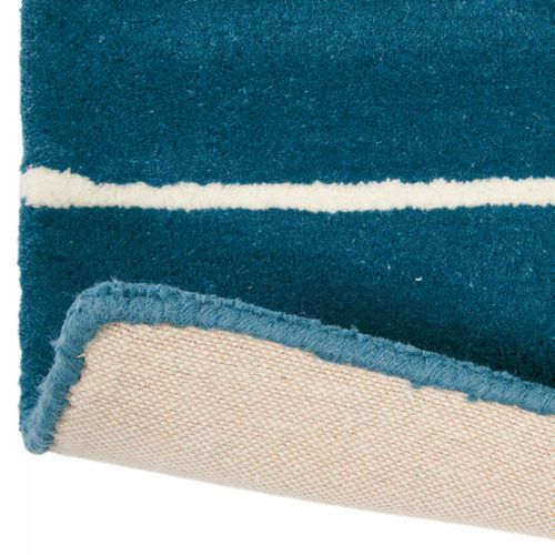 Tapis Enfant 140x200 Fait à La Main En Laine Bleu Et Orange Mr Fox