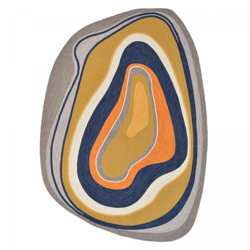 Tapis Extérieur 140x200 Tissé Kilim Bleu Et Gris Aura