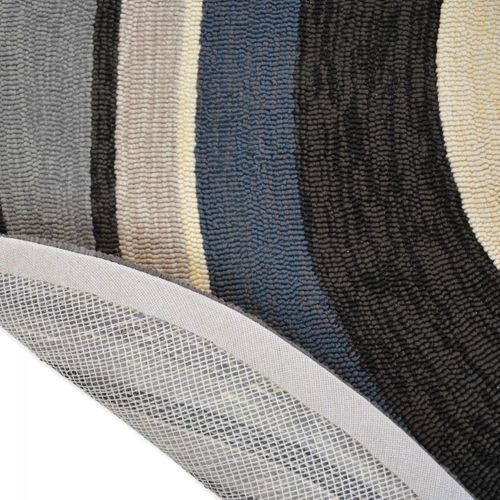 Tapis Extérieur 140x200 Tissé Kilim Noir Et Bleu Aura