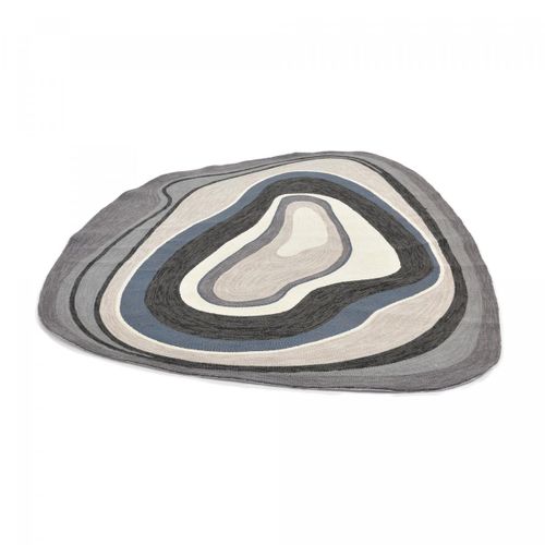 Tapis Extérieur 140x200 Tissé Kilim Noir Et Bleu Aura