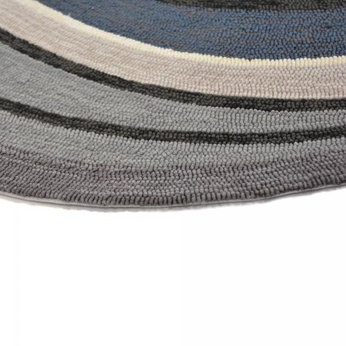 Tapis Extérieur 160x230 Tissé Kilim Noir Et Bleu Aura