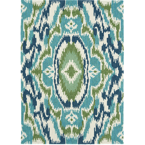 Tapis Extérieur 200x280 Tissé Kilim Vert Et Bleu Ixora