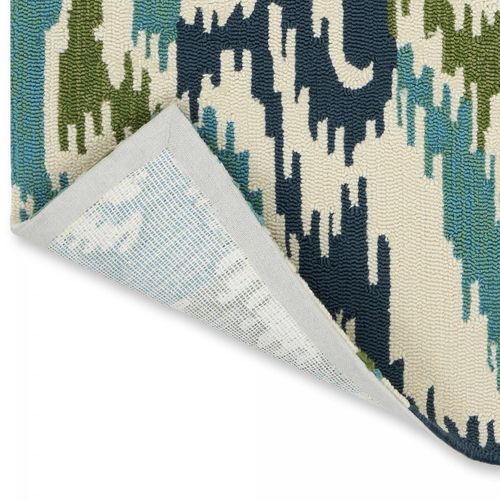 Tapis Extérieur 250x350 Tissé Kilim Vert Et Bleu Ixora