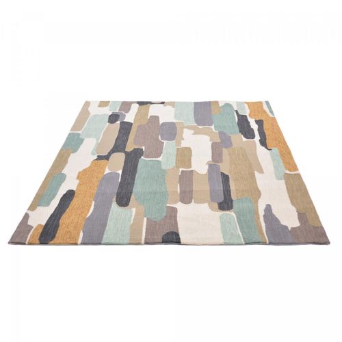 Tapis Extérieur 140x200 Tissé Kilim Bleu Et Beige Trattino