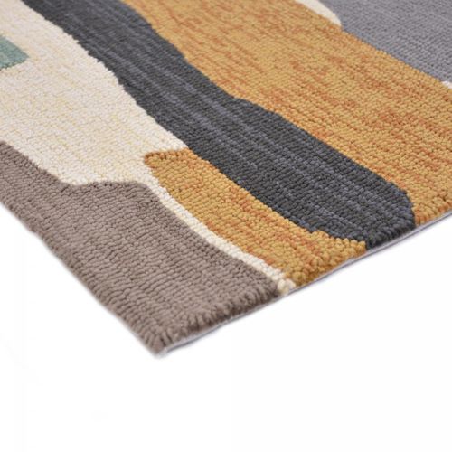 Tapis Extérieur 140x200 Tissé Kilim Bleu Et Beige Trattino