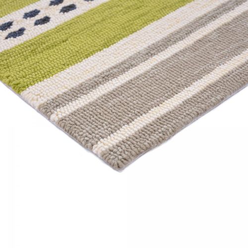 Tapis Extérieur 140x200 Tissé Kilim Vert Et Bleu Rivi