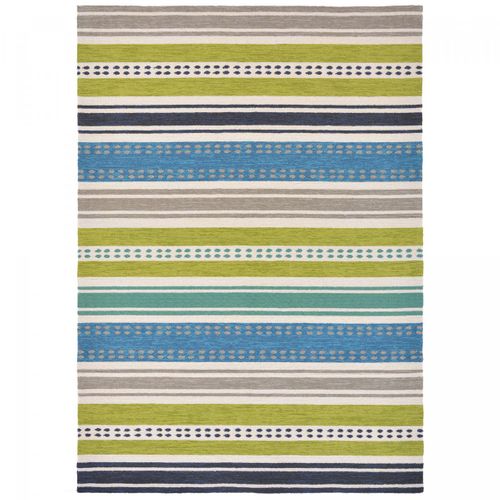 Tapis Extérieur 140x200 Tissé Kilim Vert Et Bleu Rivi