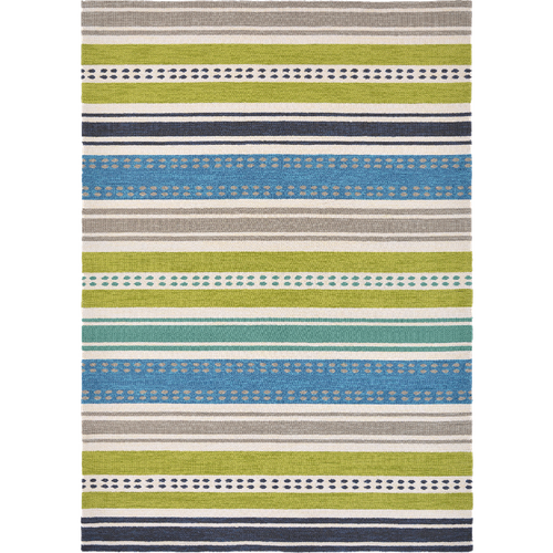 Tapis Extérieur 160x230 Tissé Kilim Vert Et Bleu Rivi