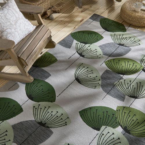 Tapis Extérieur 250x350 Tissé Kilim Gris Et Vert Dandelext