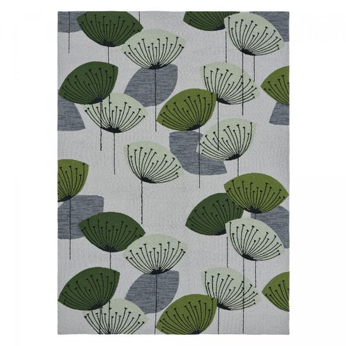 Tapis Extérieur 250x350 Tissé Kilim Gris Et Vert Dandelext