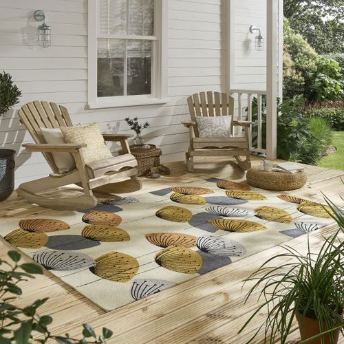 Tapis Extérieur 140x200 Tissé Kilim Beige Et Orange Dandelext