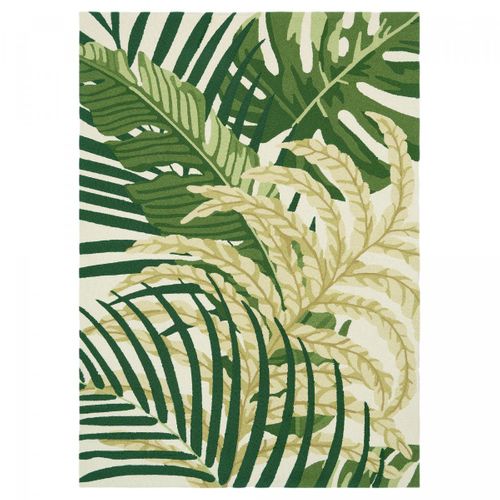 Tapis Extérieur 140x200 Tissé Kilim Vert Et Beige Manila