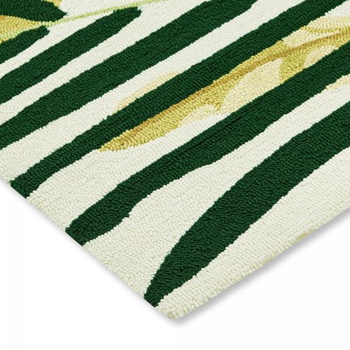 Tapis Extérieur 140x200 Tissé Kilim Vert Et Beige Manila