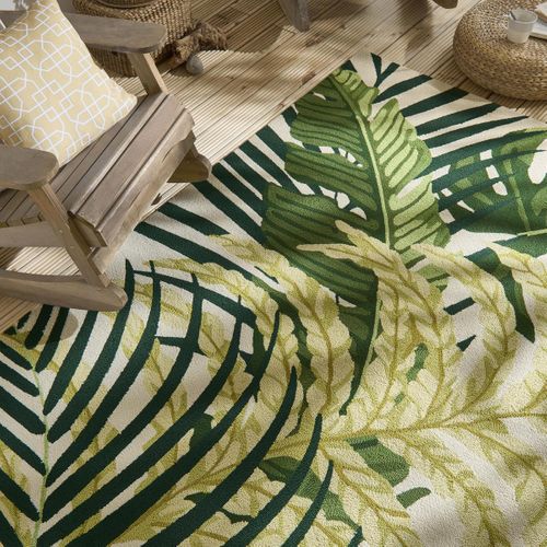 Tapis Extérieur 160x230 Tissé Kilim Vert Et Beige Manila