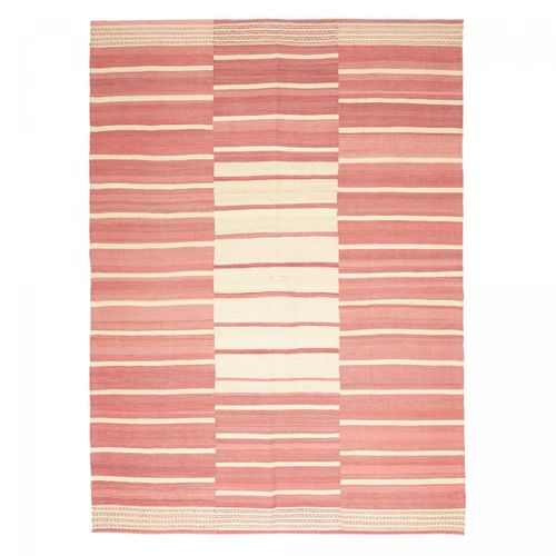 Authentique Tapis D'orient 173x218 Kilim Fait Main En Laine Rouge Et Blanc Ac