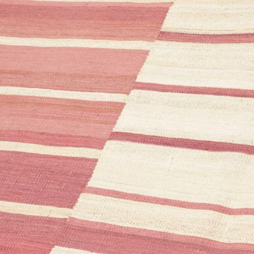 Authentique Tapis D'orient 173x218 Kilim Fait Main En Laine Rouge Et Blanc Ac