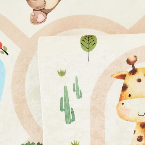 Tapis Enfant 160x230 Rectangle Tissé Crème Motif Animaux Celesta