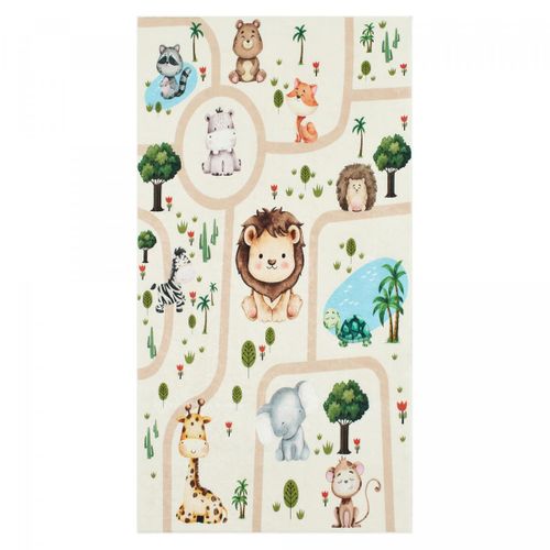 Tapis Enfant 160x230 Rectangle Tissé Crème Motif Animaux Celesta