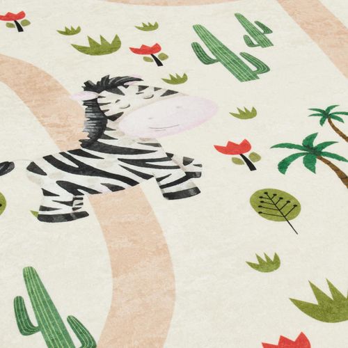 Tapis Enfant 160x230 Rectangle Tissé Crème Motif Animaux Celesta