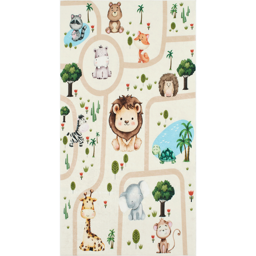 Tapis Enfant 160x230 Rectangle Tissé Crème Motif Animaux Celesta