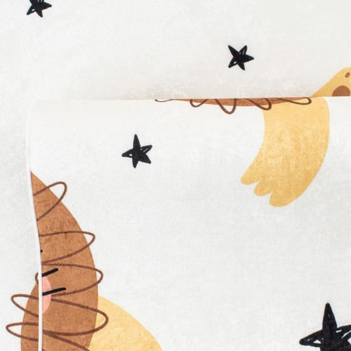 Tapis Enfant 160x230 Tissé Marron Et Jaune Motif Animaux Celesta 2