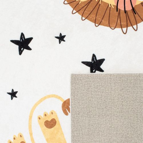 Tapis Enfant 160x230 Tissé Marron Et Jaune Motif Animaux Celesta 2