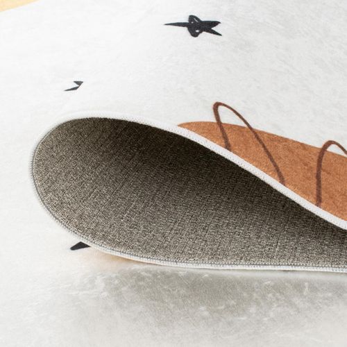 Tapis Enfant 160x230 Tissé Marron Et Jaune Motif Animaux Celesta 2