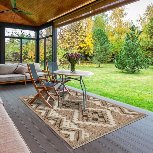 Tapis Extérieur 60x90 Tissé Kilim Marron Et Noir Zephyr