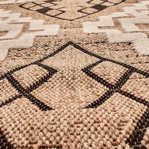 Tapis Extérieur 60x90 Tissé Kilim Marron Et Noir Zephyr