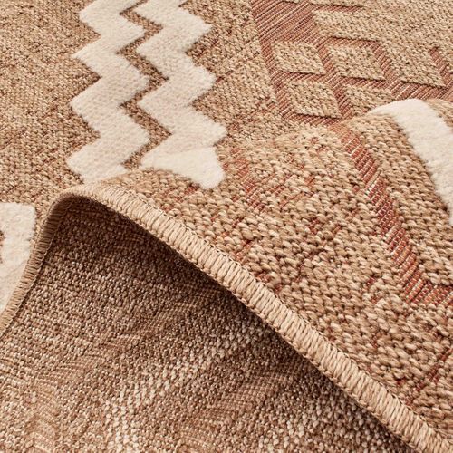 Tapis Extérieur 60x90 Tissé Kilim Marron Et Rouge Zephyr