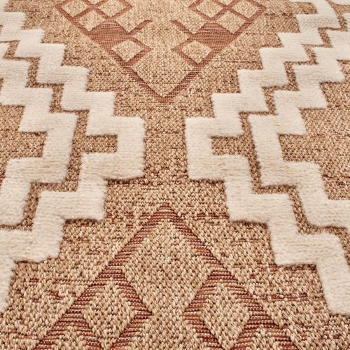 Tapis Extérieur 60x90 Tissé Kilim Marron Et Rouge Zephyr