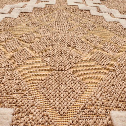 Tapis Extérieur 60x90 Tissé Kilim Marron Et Jaune Zephyr
