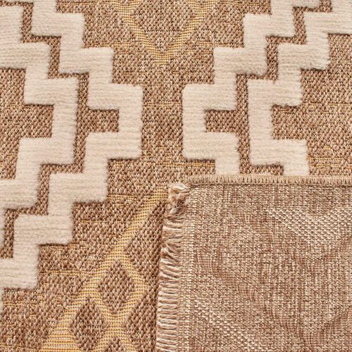 Tapis Extérieur 60x90 Tissé Kilim Marron Et Jaune Zephyr