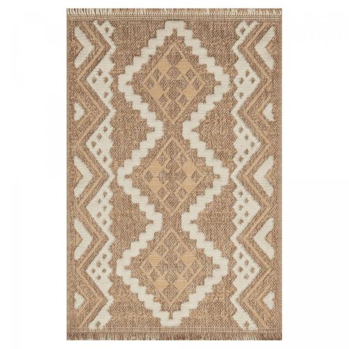 Tapis Extérieur 60x90 Tissé Kilim Marron Et Jaune Zephyr
