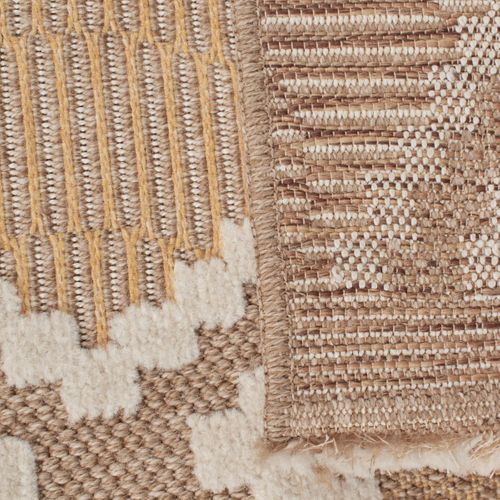 Tapis Extérieur 60x90 Tissé Kilim Marron Et Jaune Zephyr