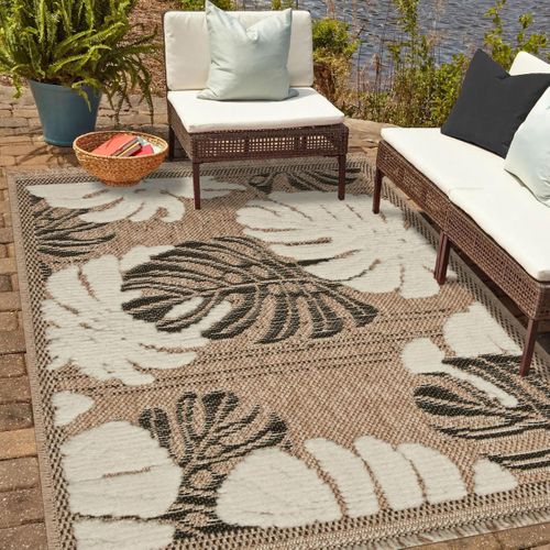 Tapis Extérieur 60x90 Tissé Kilim Maron Et Gris Zephyr 1