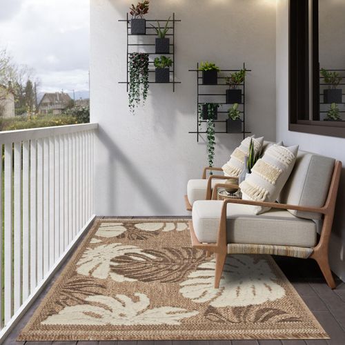 Tapis Extérieur 120x170 Tissé Kilim Maron Et Gris Zephyr 1