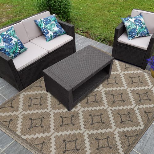 Tapis Extérieur 120x170 Tissé Kilim Maron Et Gris Zephyr 2