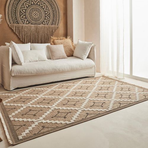 Tapis Extérieur 120x170 Tissé Kilim Maron Et Gris Zephyr 2