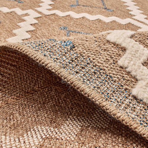 Tapis Extérieur 120x170 Tissé Kilim Maron Et Bleu Zephyr 2