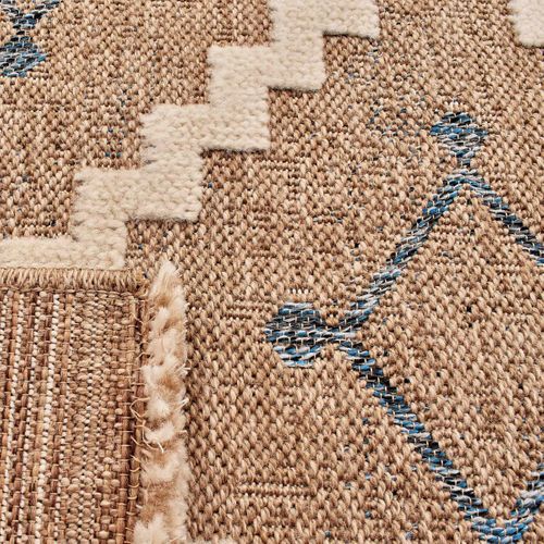 Tapis Extérieur 120x170 Tissé Kilim Maron Et Bleu Zephyr 2